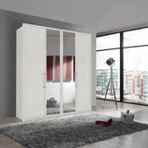 Wiemann Bristol White 4 Door Wardrobe With Mirror - Pendle Village Furniture